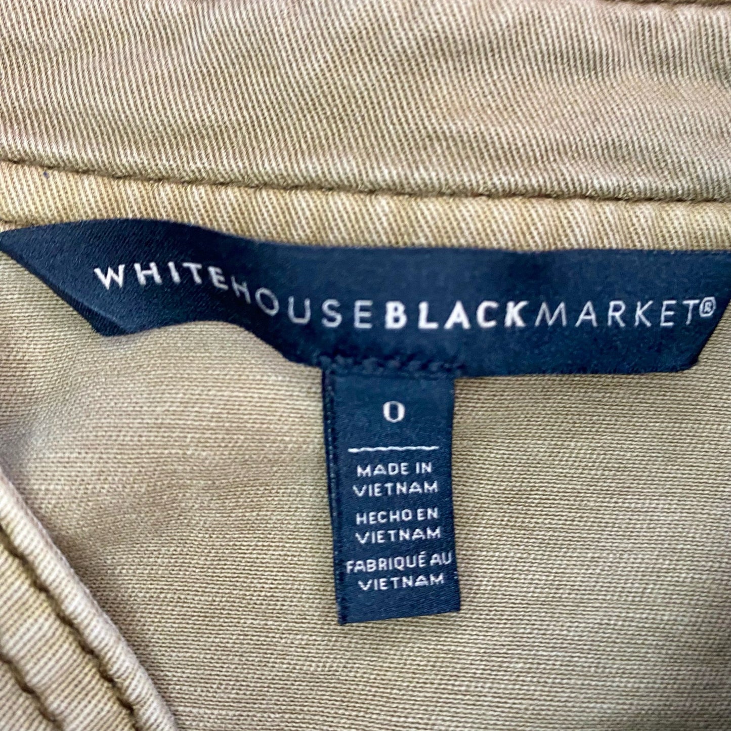 White House Black Market Olive Green Cotton Military Jacket Womens 0