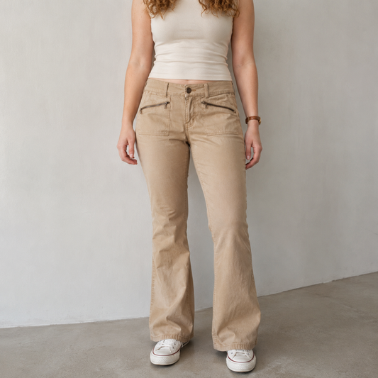 Guess Jeans Vintage Khaki Bootcut Trousers Pants Womens 30 Large