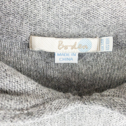 Boden gray cashmere sweater dress womens size 10 front and back views with close-ups of cowl neck and cuff details image 9