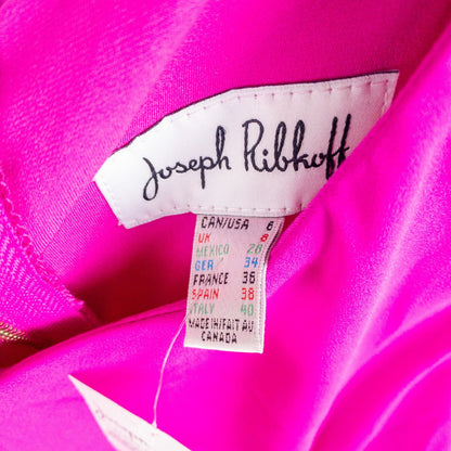 Joseph Ribkoff pink sleeveless dress with asymmetrical layered detail and back zipper on hanger image 9