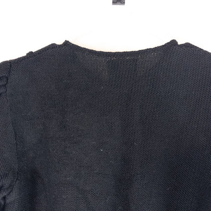 Lanamoden Salzburg chunky black knit wool cardigan sweater for women front and back views with button details and knit texture close-ups image 7