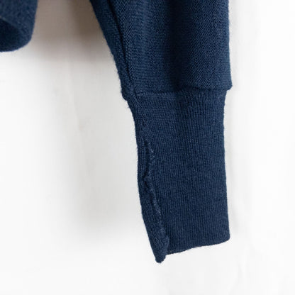 Vintage 1990s London Fog navy blue grandpa cardigan sweater with button front closure and ribbed cuffs on hanger image 8