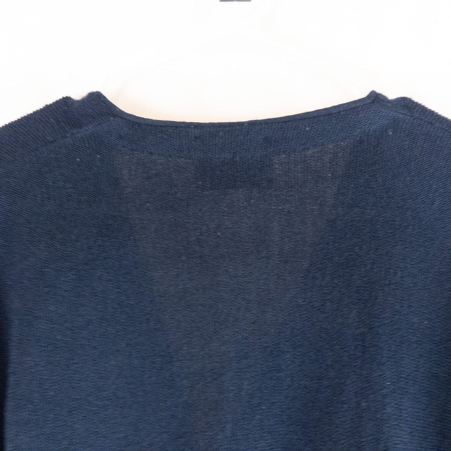 Vintage 1990s London Fog navy blue grandpa cardigan sweater with button front closure and ribbed cuffs on hanger image 10