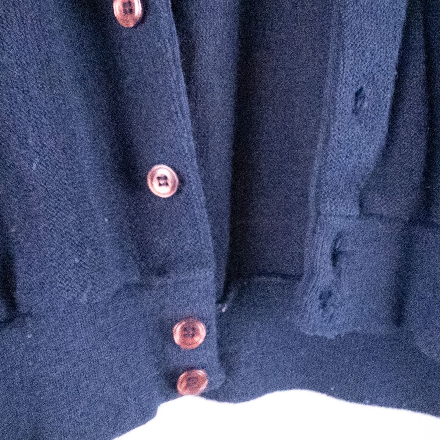 Vintage 1990s London Fog navy blue grandpa cardigan sweater with button front closure and ribbed cuffs on hanger image 6