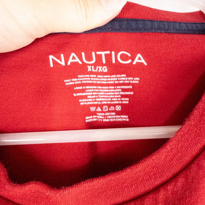 Nautica red vintage graphic print tee shirt mens xlarge with short sleeves front and back view image 9