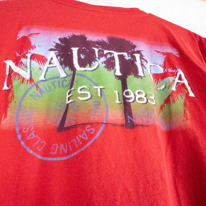 Nautica red vintage graphic print tee shirt mens xlarge with short sleeves front and back view image 8
