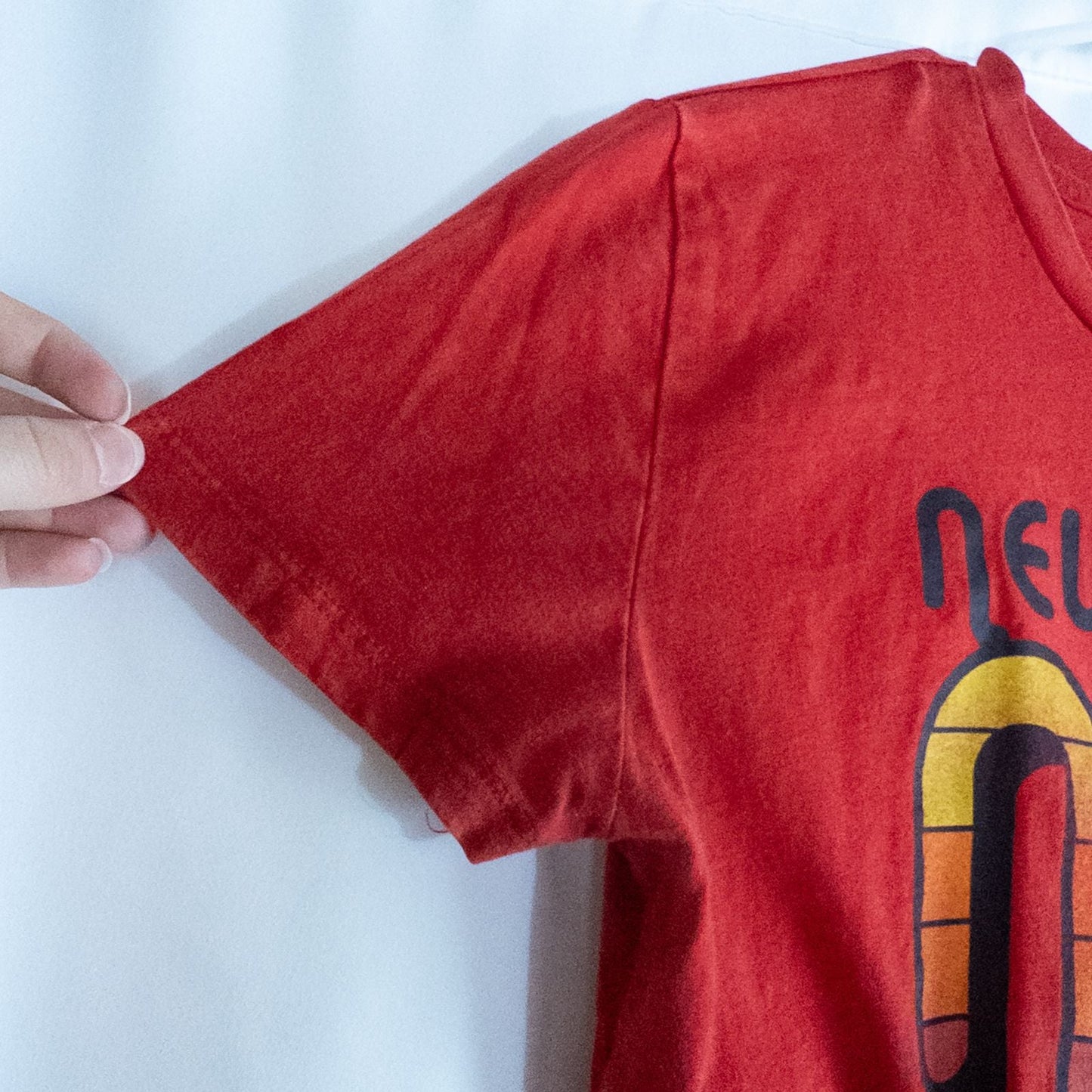 Red Mighty Fine slim fit tee shirt with retro New York NYC graphic front view image 4