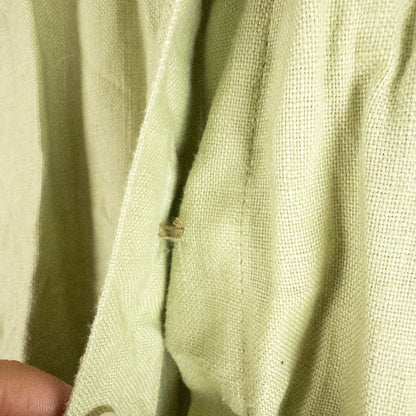Vintage beaded pineapple linen short sleeve shirt in muted green with wooden buttons and detailed beadwork on pineapples image 9