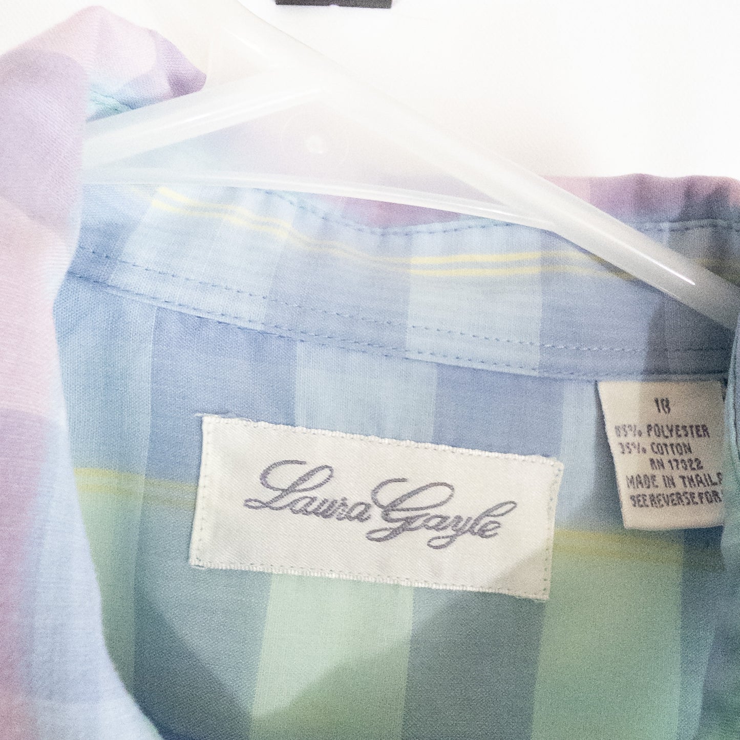 Laura Gayle Vintage Pastel Pink Blue Plaid Shirt Womens Large