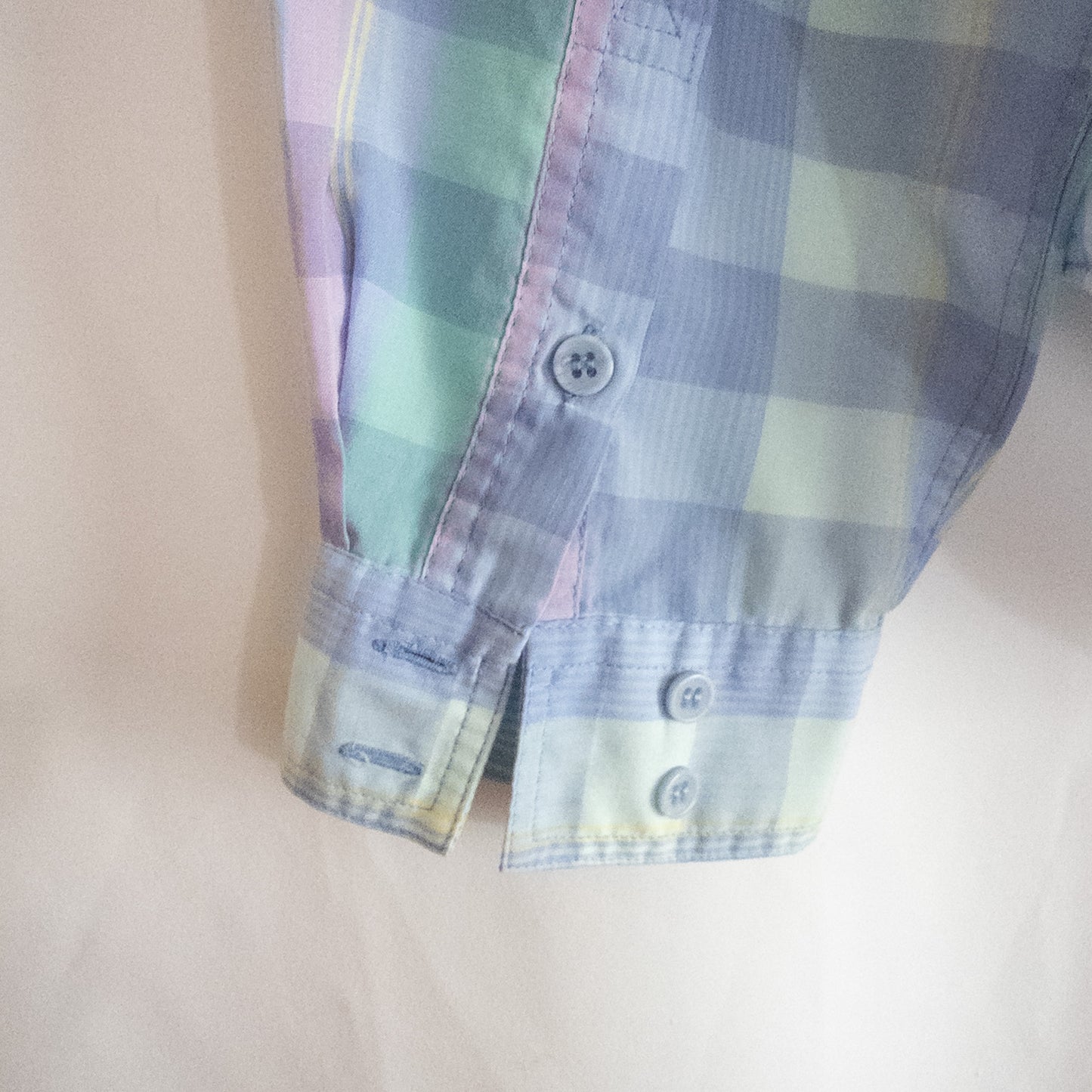 Laura Gayle Vintage Pastel Pink Blue Plaid Shirt Womens Large
