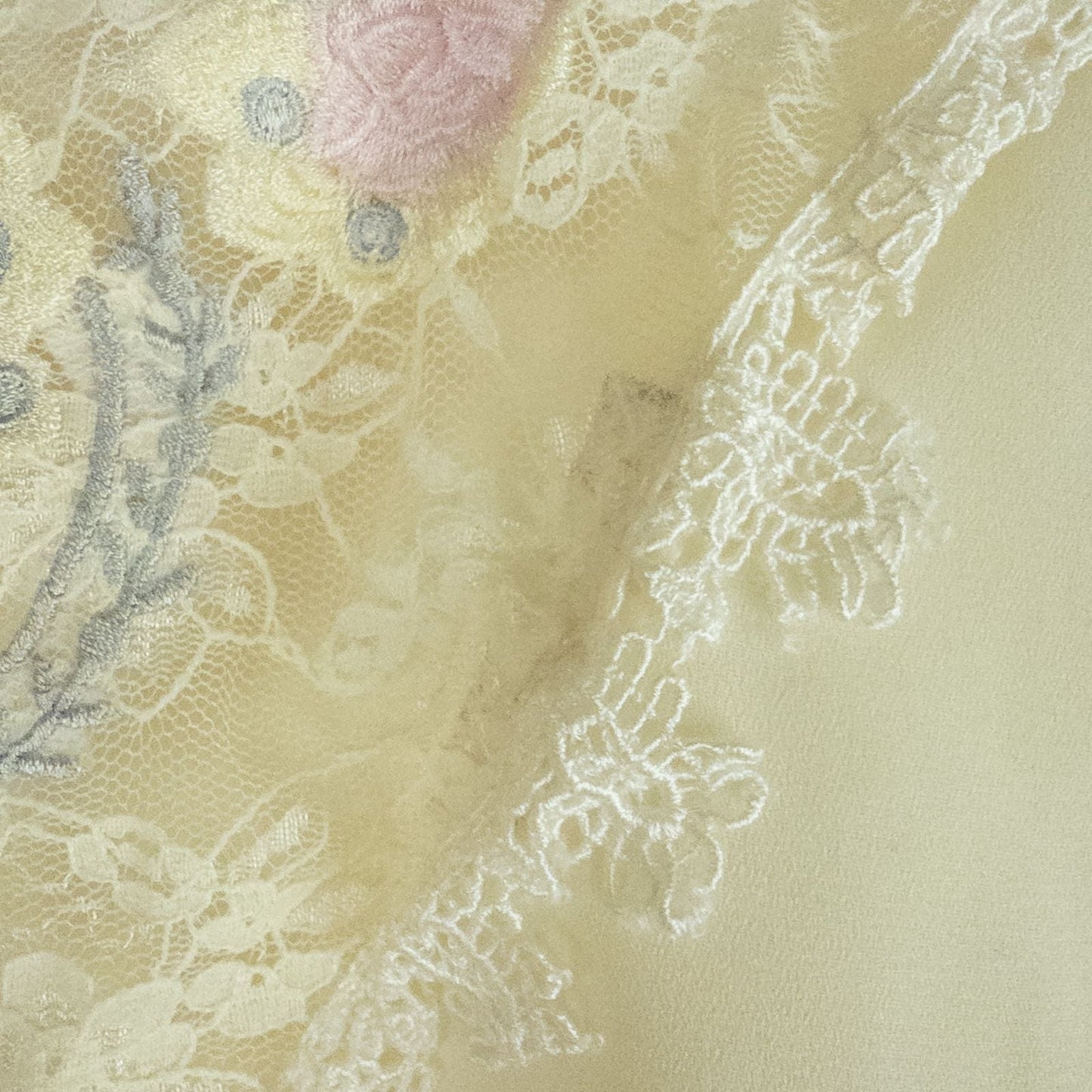 Synergy vintage ivory floral lace sheer blouse with long sleeves and embroidered lace bib front image 4