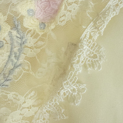Synergy vintage ivory floral lace sheer blouse with long sleeves and embroidered lace bib front image 4