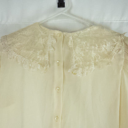 Synergy Vintage Ivory Floral Lace Blouse Womens 6 Small
