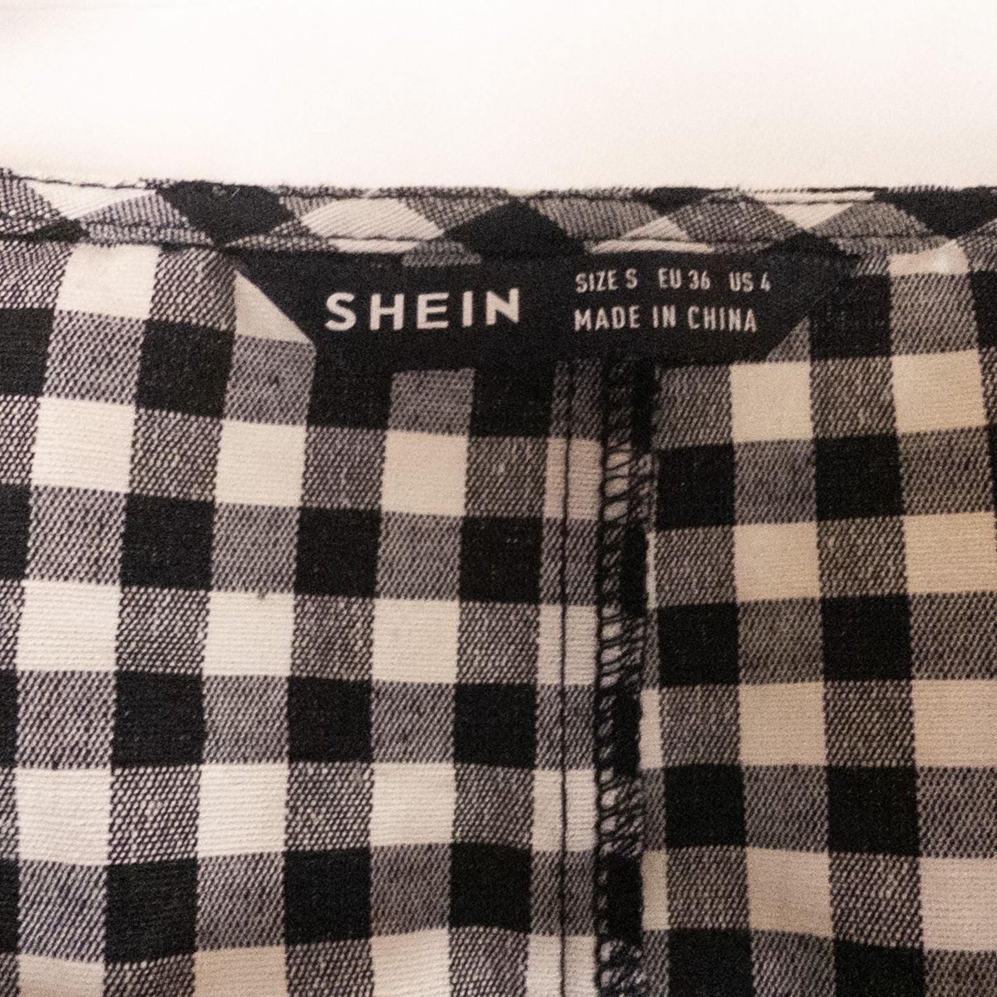 Shein black and white checkered tunic mini dress with button front and short sleeves image 6