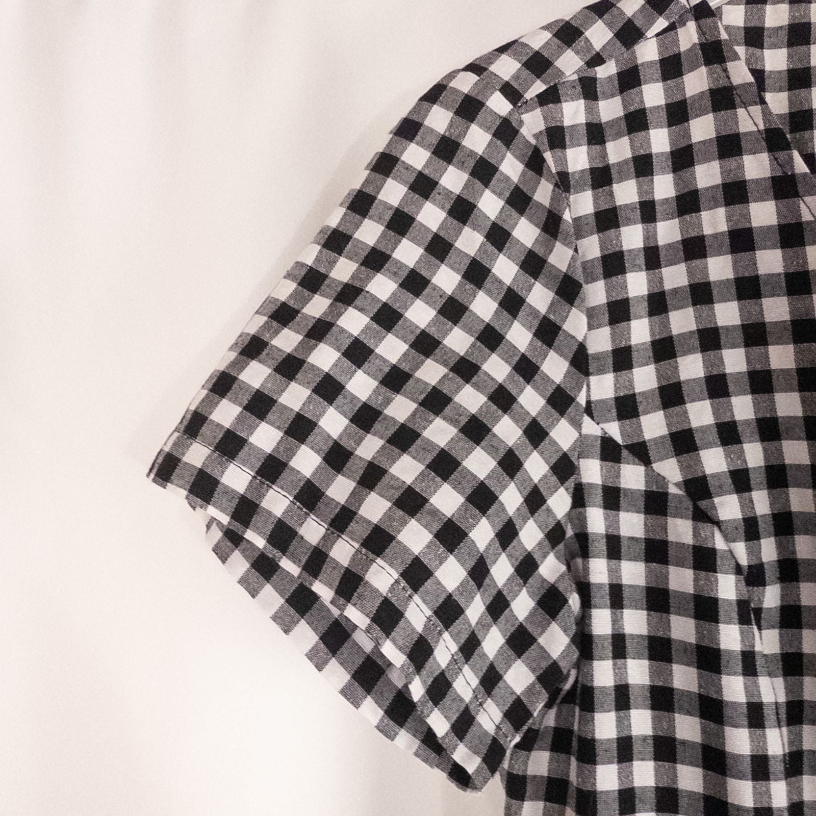 Shein black and white checkered tunic mini dress with button front and short sleeves image 3