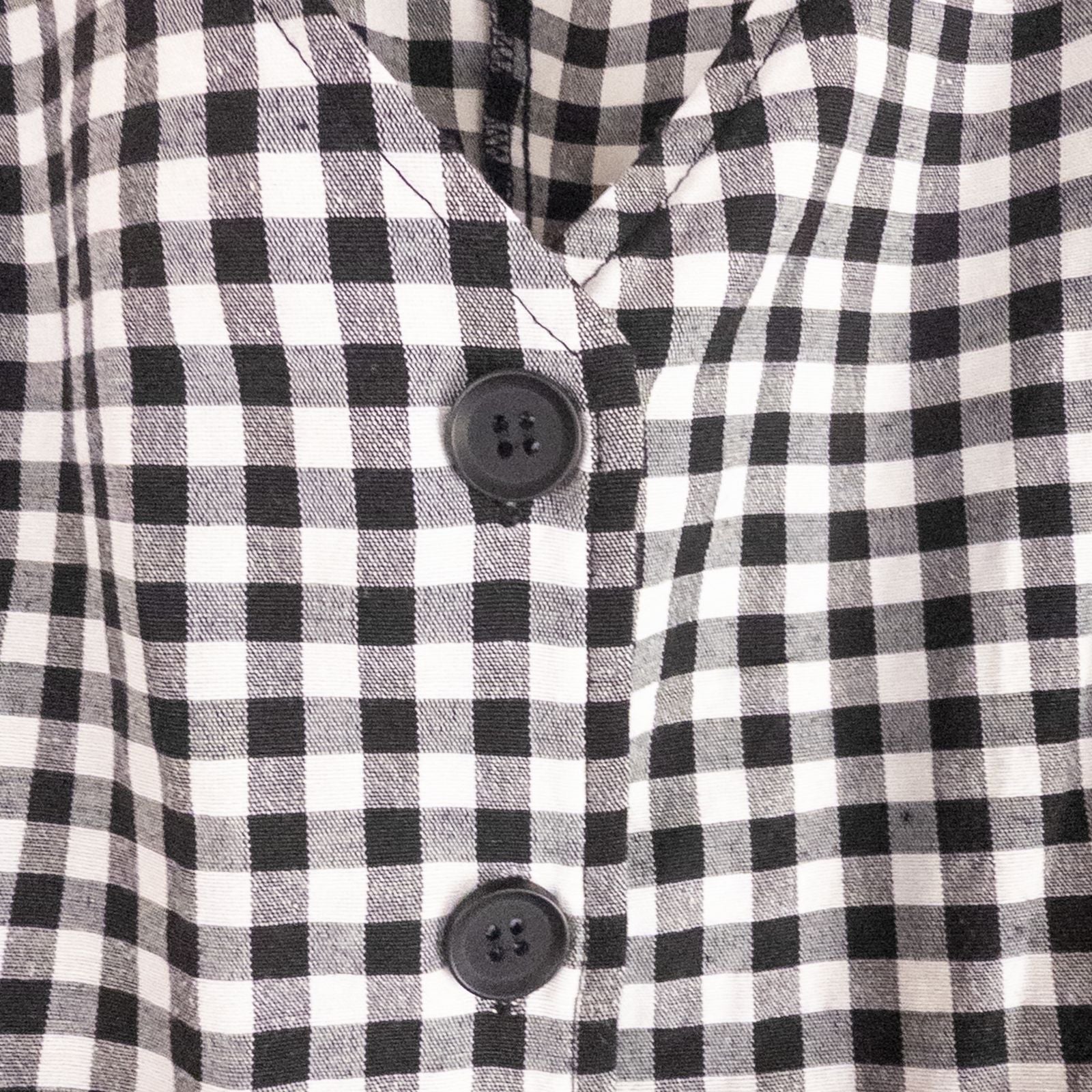 Shein black and white checkered tunic mini dress with button front and short sleeves image 4