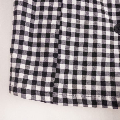Shein black and white checkered tunic mini dress with button front and short sleeves image 5