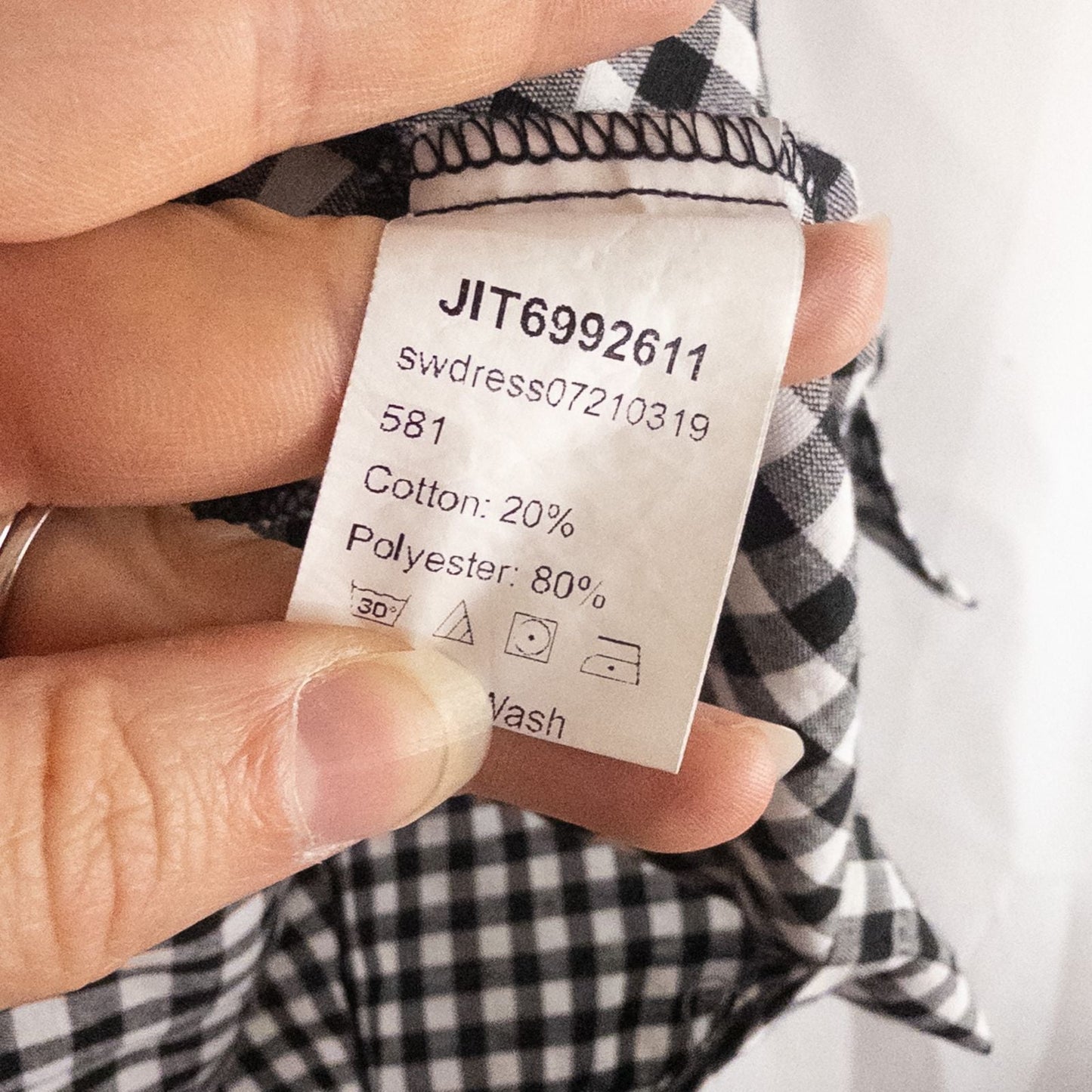 Shein black and white checkered tunic mini dress with button front and short sleeves image 7