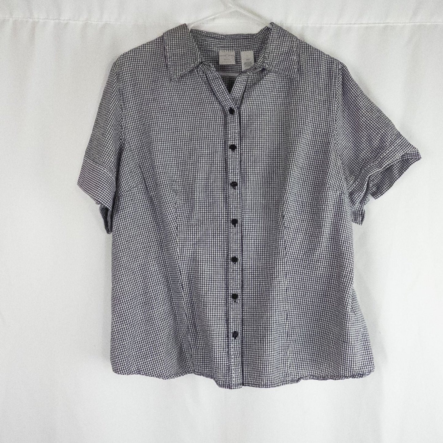 Emma James black and white checkered shirt vintage 18W plus size top women's