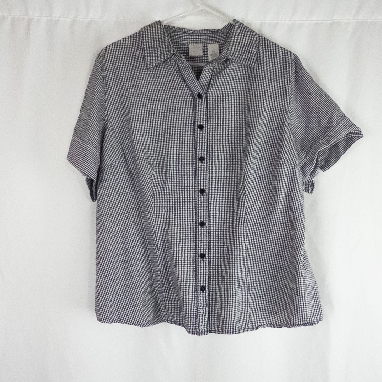 Emma James black and white checkered shirt vintage 18W plus size top women's