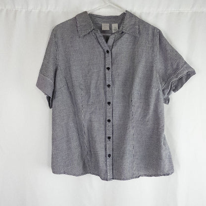 Emma James black and white checkered shirt vintage 18W plus size top women's