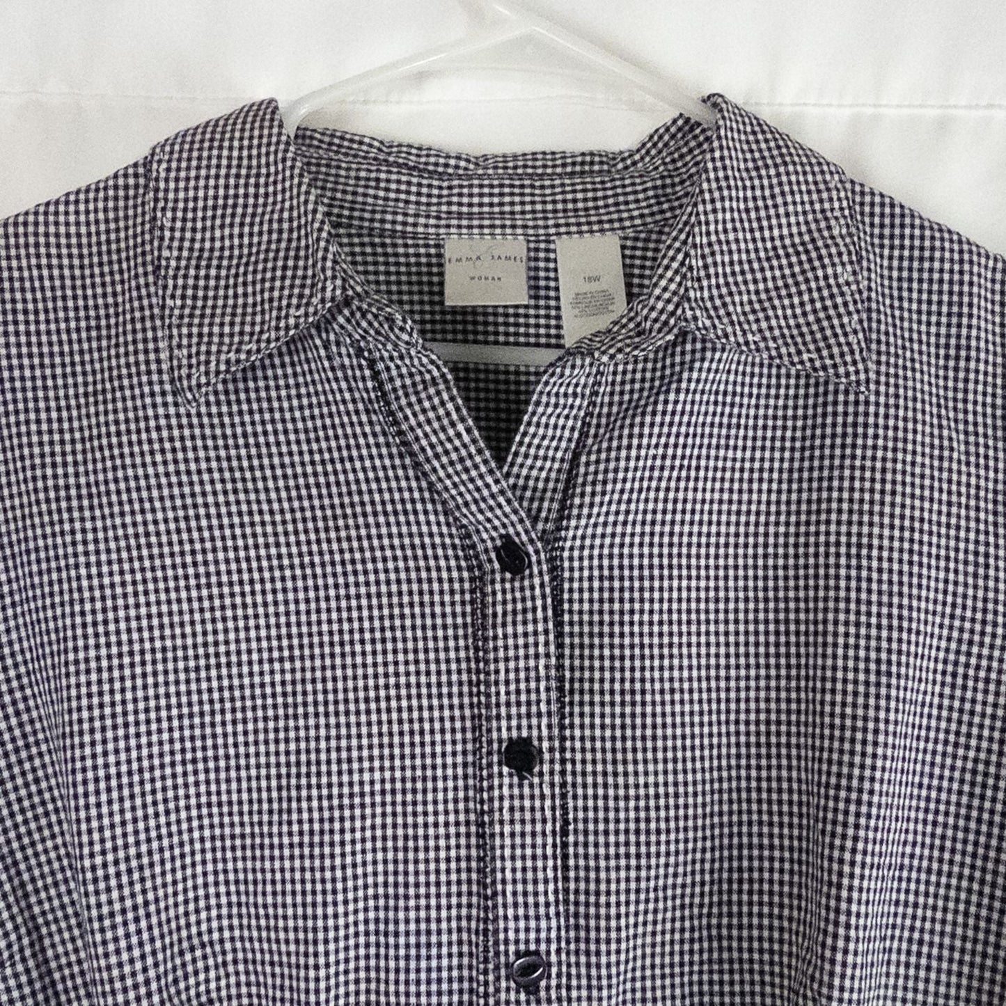 Emma James black and white checkered shirt vintage 18W plus size top women's image 2