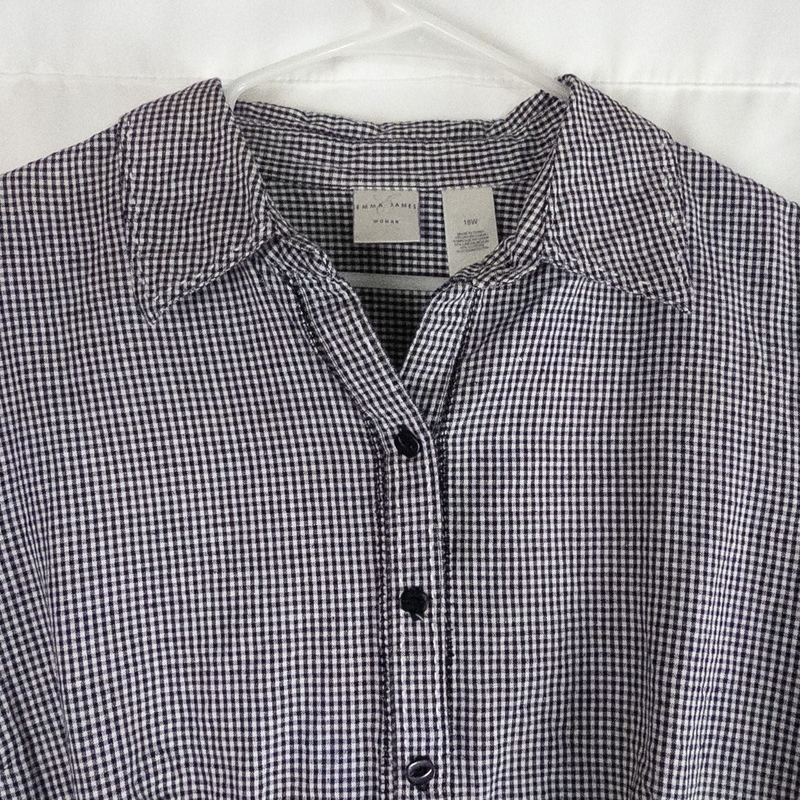 Emma James black and white checkered shirt vintage 18W plus size top women's image 2