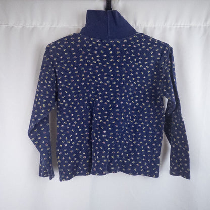 vintage GH Bass & Co blue floral cropped sweater with mock neck and long sleeves, women's xsmall size, good used condition image 6