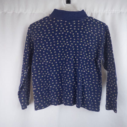 vintage GH Bass & Co blue floral cropped sweater with mock neck and long sleeves, women's xsmall size, good used condition