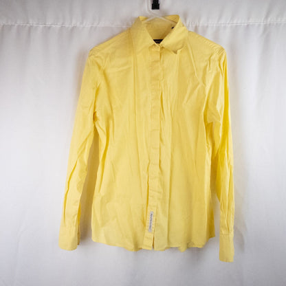 Pastel yellow Barbour original oxford long sleeve shirt laid flat showing front, collar, cuffs and back views