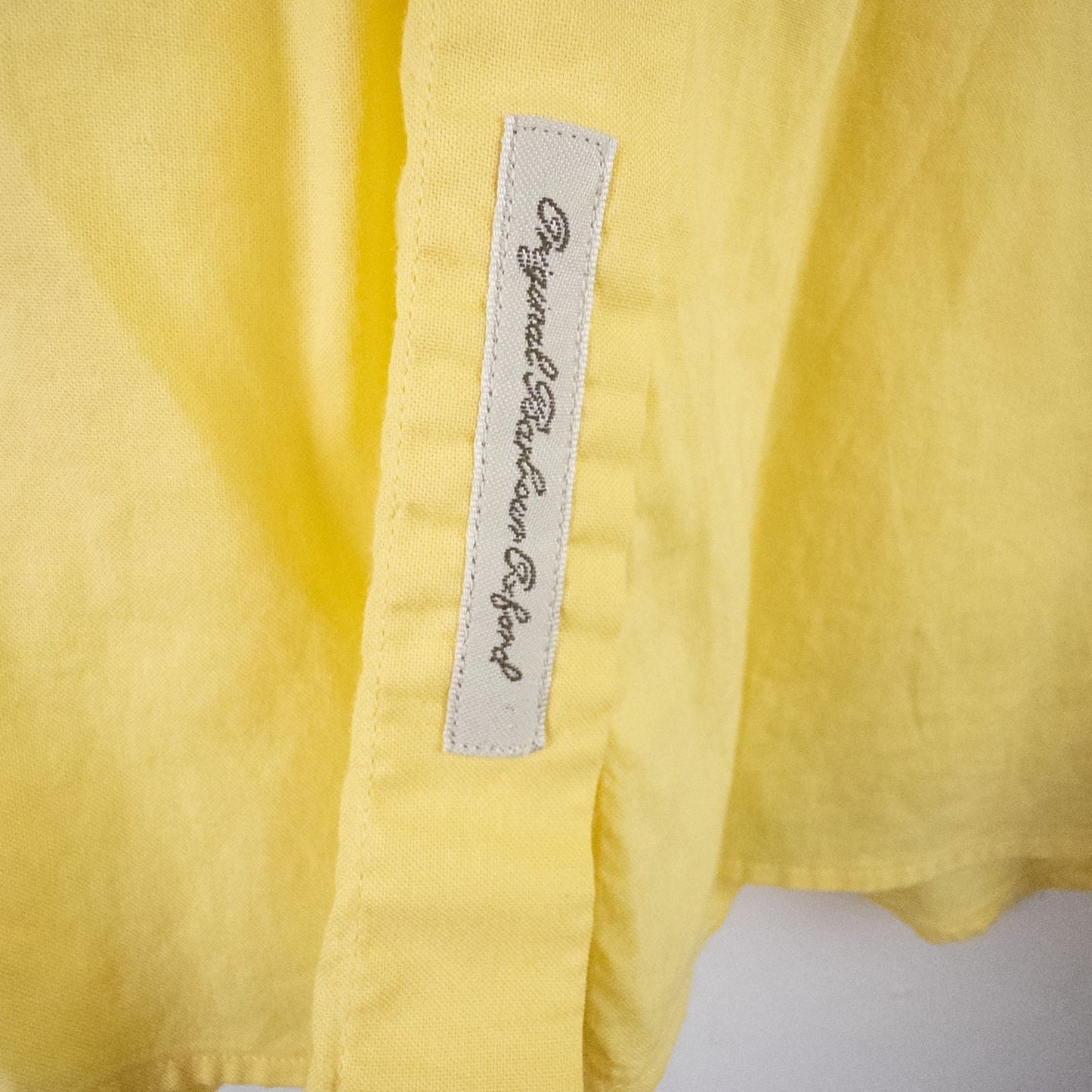 Pastel yellow Barbour original oxford long sleeve shirt laid flat showing front, collar, cuffs and back views image 10