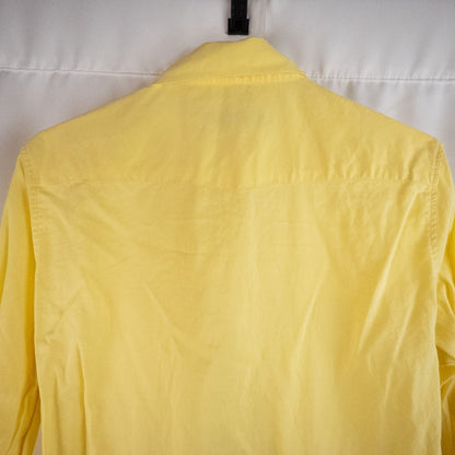 Pastel yellow Barbour original oxford long sleeve shirt laid flat showing front, collar, cuffs and back views image 6