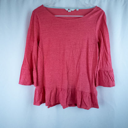 Boden Sophie Ruffle Linen Top in vintage pink