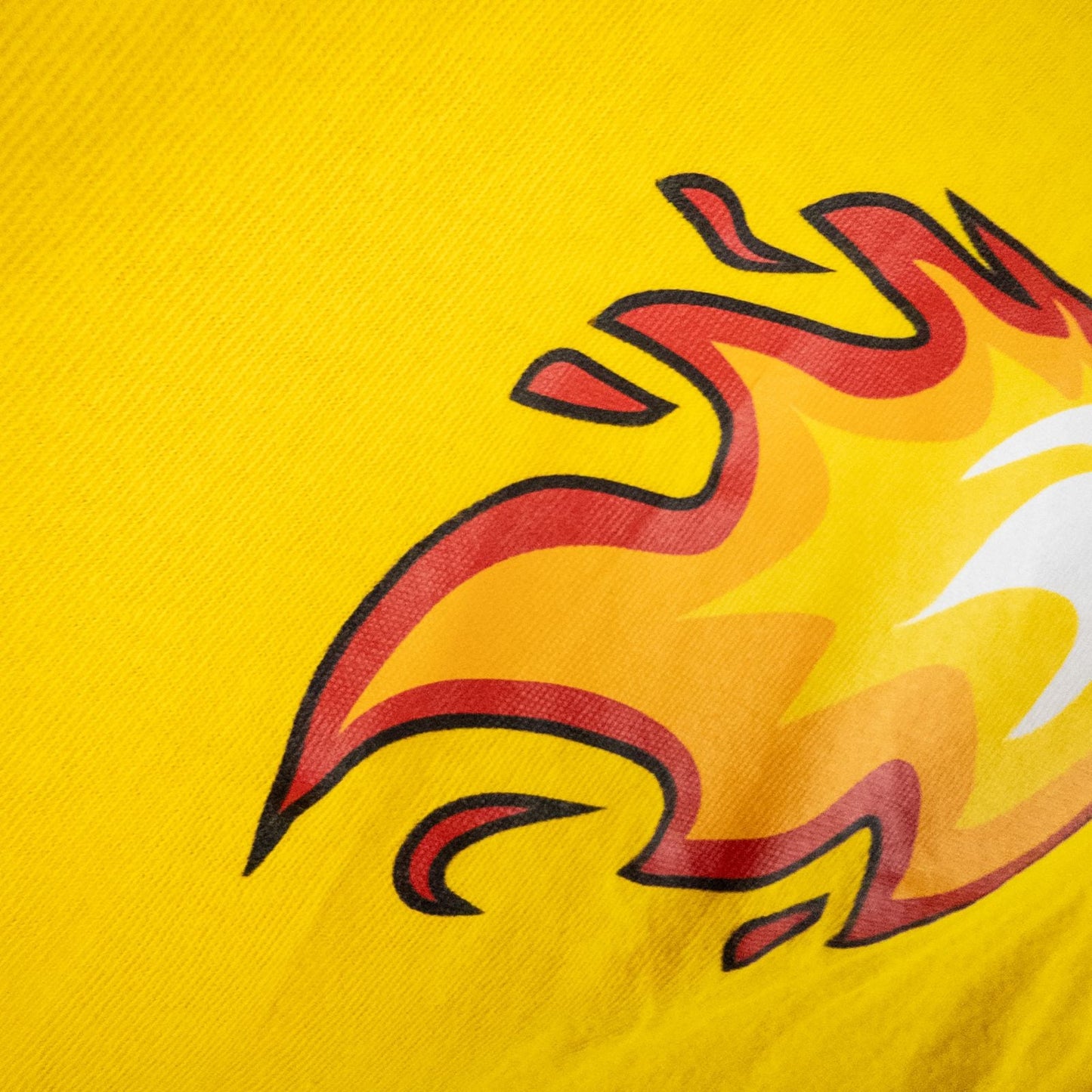 Yellow long sleeve shirt with Cheetos flame-breathing mascot graphic on front and flaming hot text on back image 3