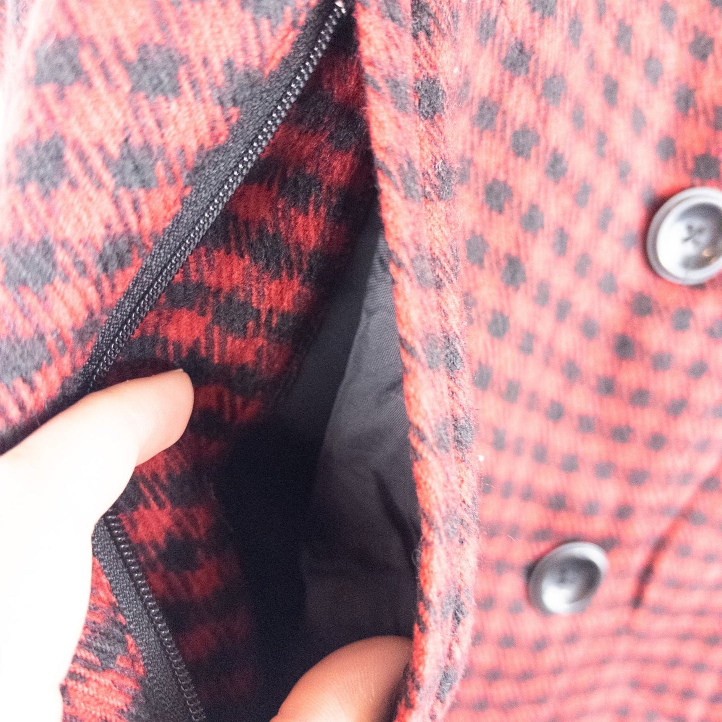 Woolrich Red Black Checked Wool Vest Vintage Large image 4