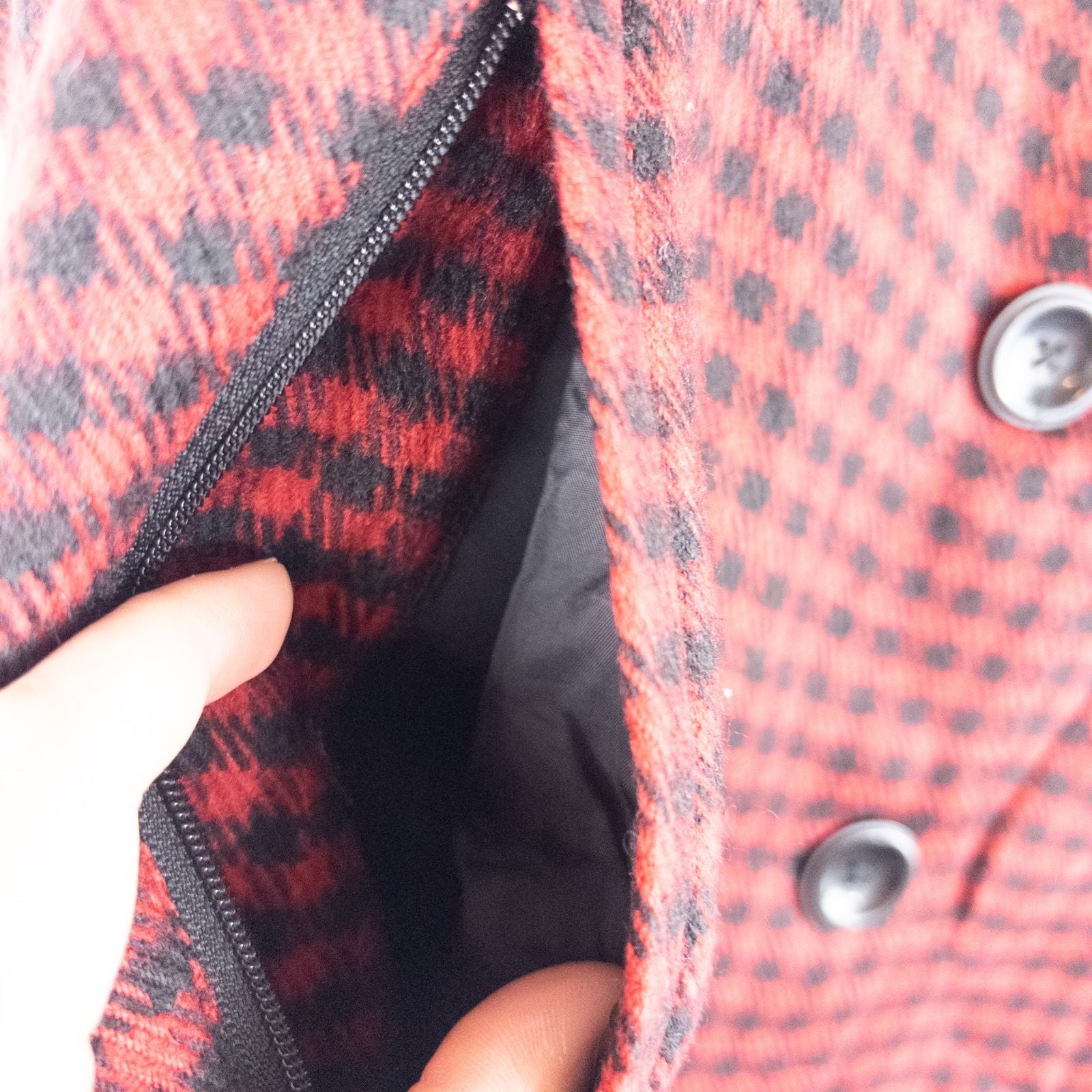 Woolrich Red Black Checked Wool Vest Vintage Large image 4