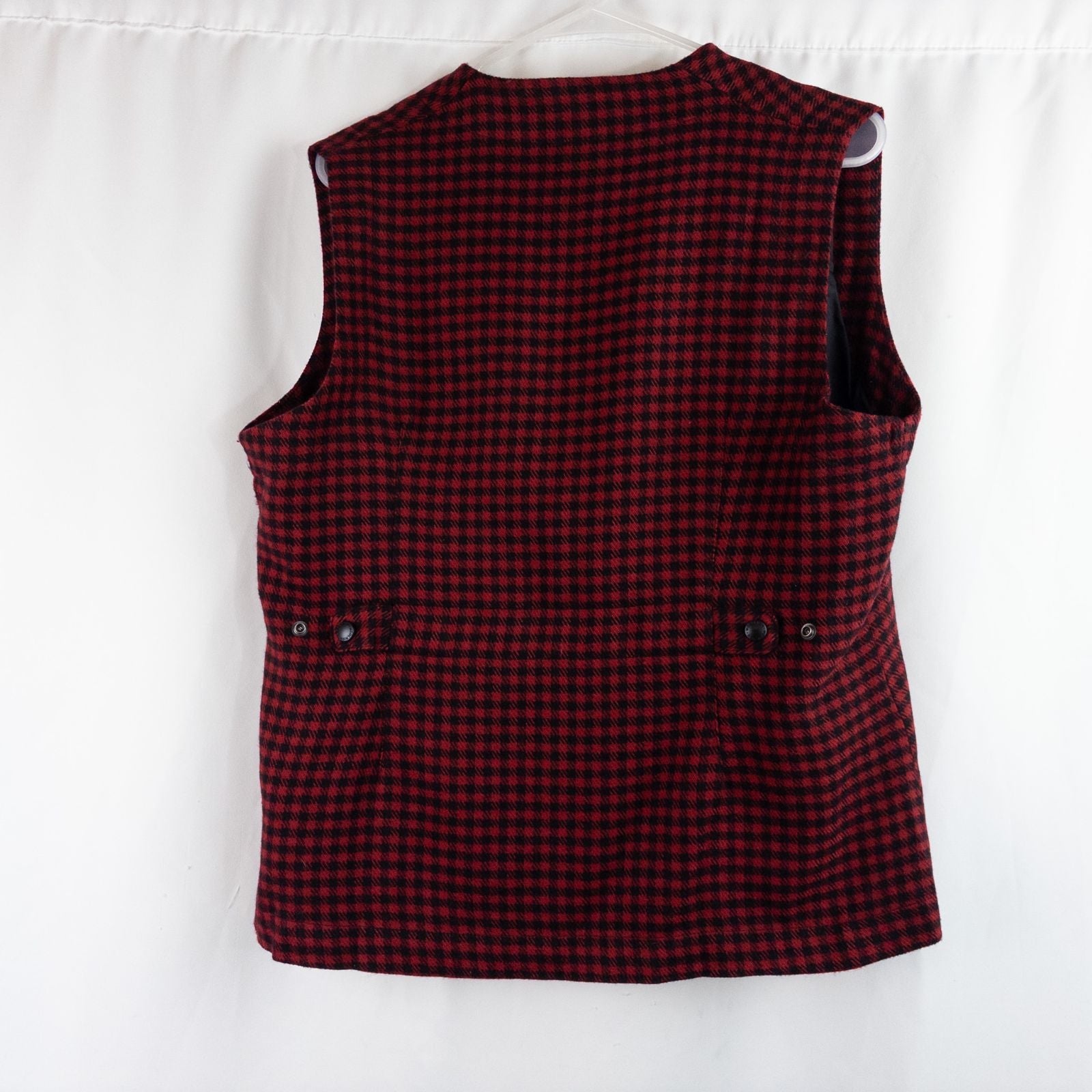 Woolrich Red Black Checked Wool Vest Vintage Large image 7