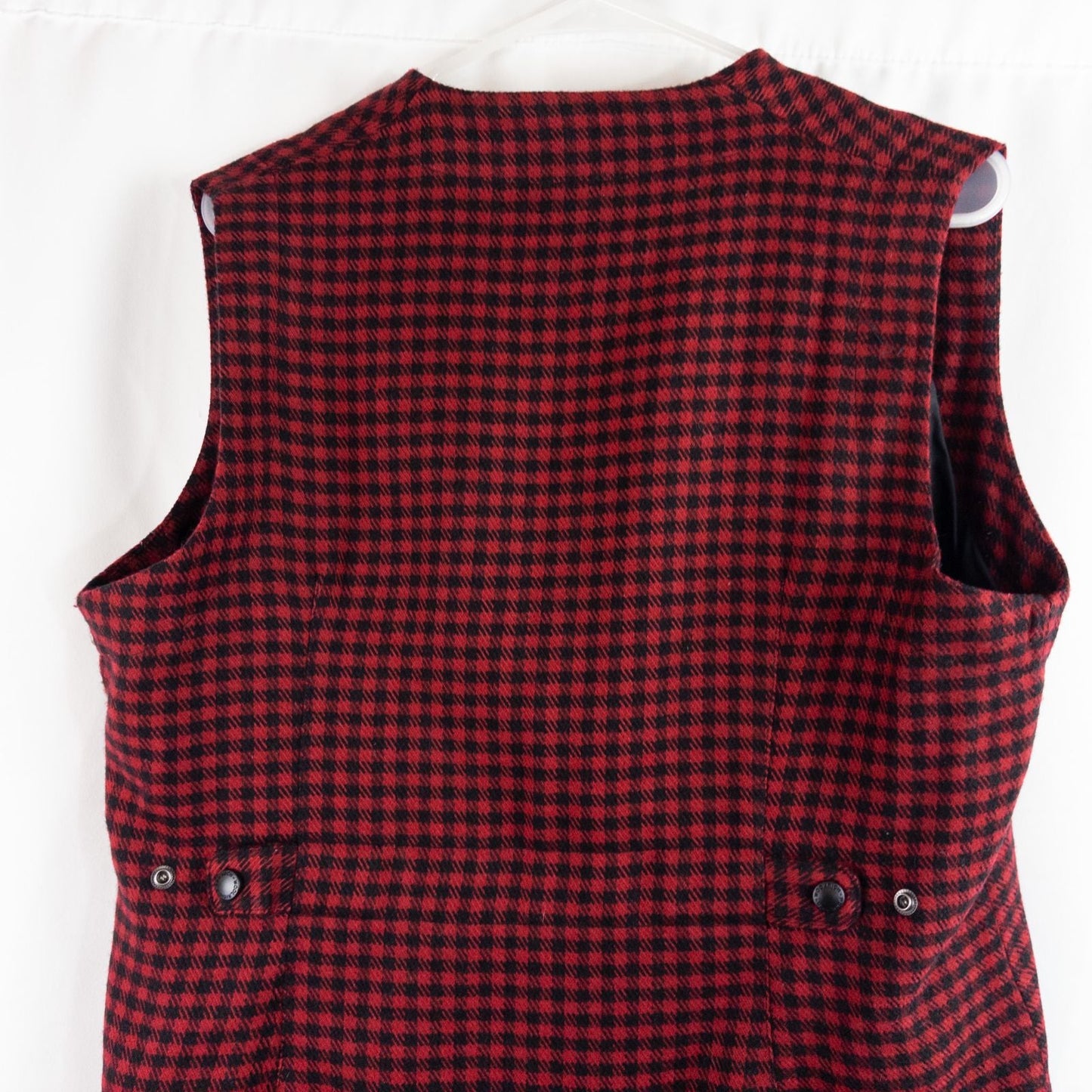 Woolrich Red Black Checked Wool Vest Vintage Large image 8