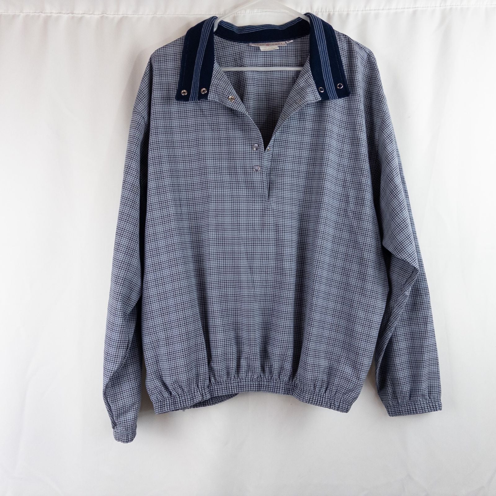 Bette & Court vintage blue check pullover shacket jacket for women size XLarge image 12