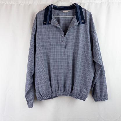 Bette & Court vintage blue check pullover shacket jacket for women size XLarge image 12