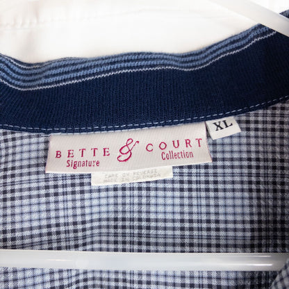 Bette & Court vintage blue check pullover shacket jacket for women size XLarge image 9