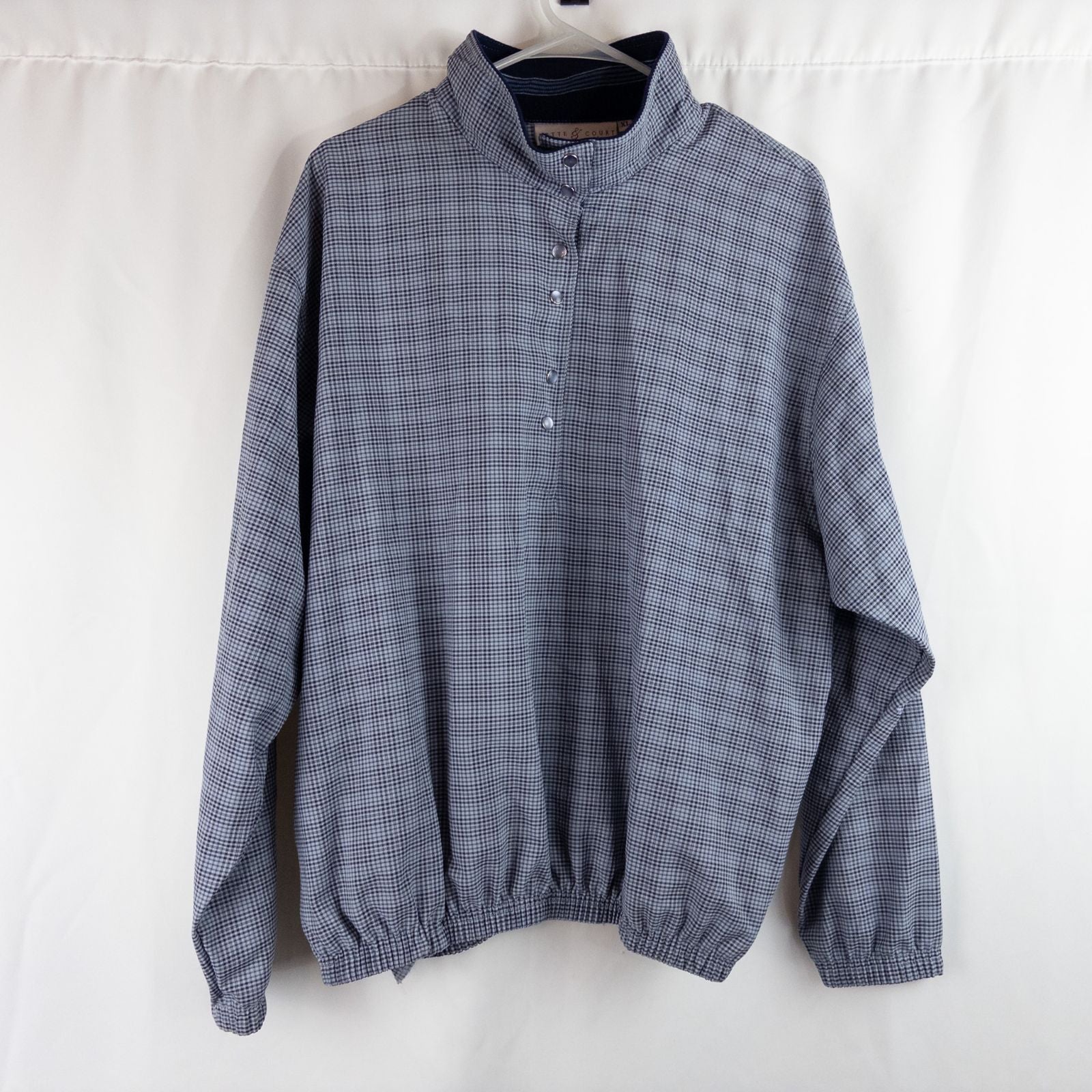 Bette & Court vintage blue check pullover shacket jacket for women size XLarge image 2