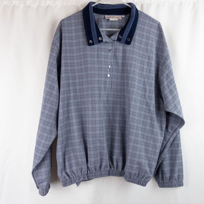 Bette & Court vintage blue check pullover shacket jacket for women size XLarge