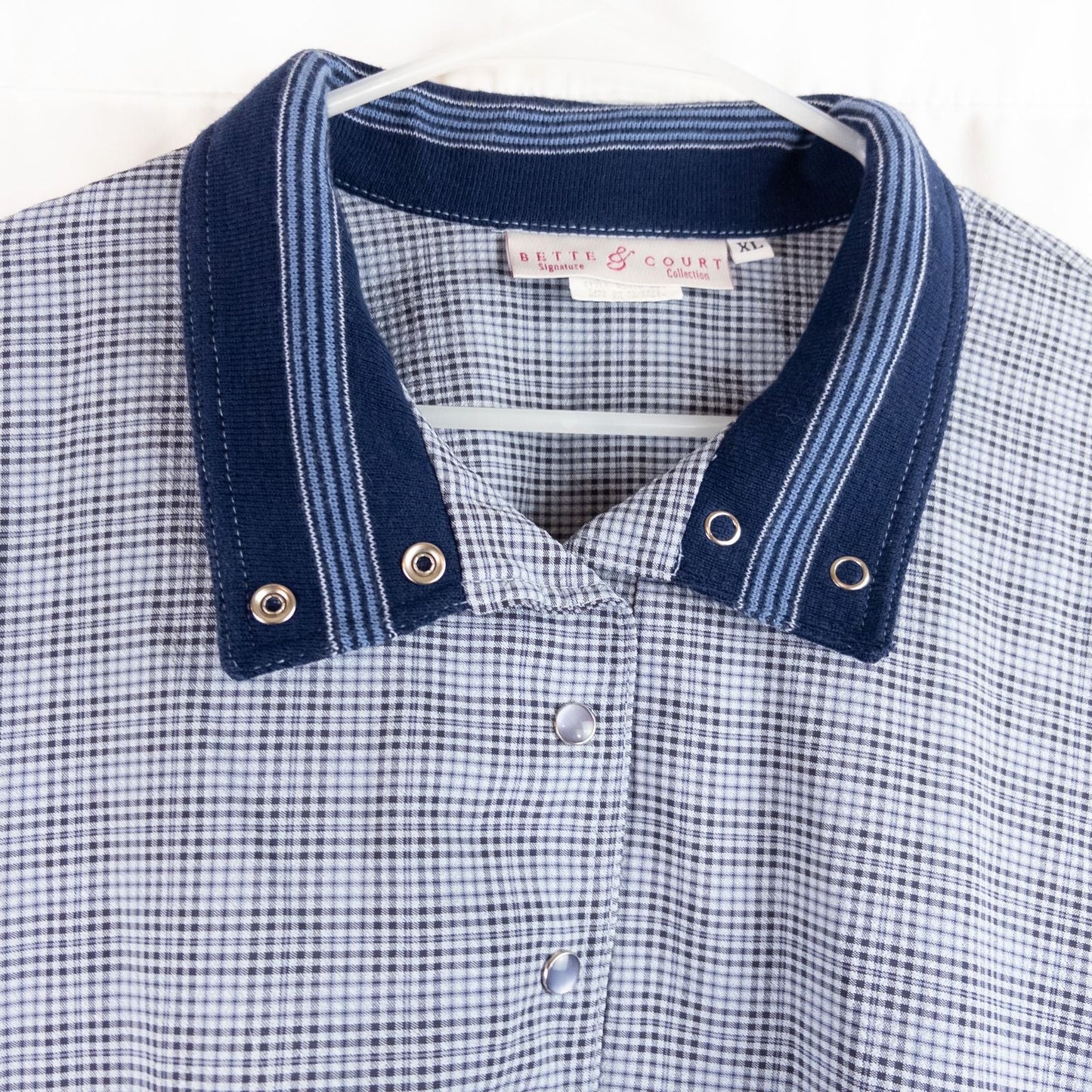Bette & Court vintage blue check pullover shacket jacket for women size XLarge image 3