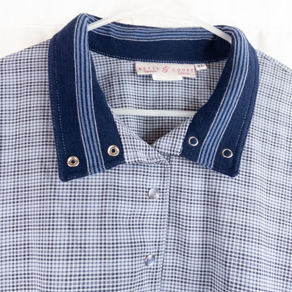 Bette & Court vintage blue check pullover shacket jacket for women size XLarge image 3
