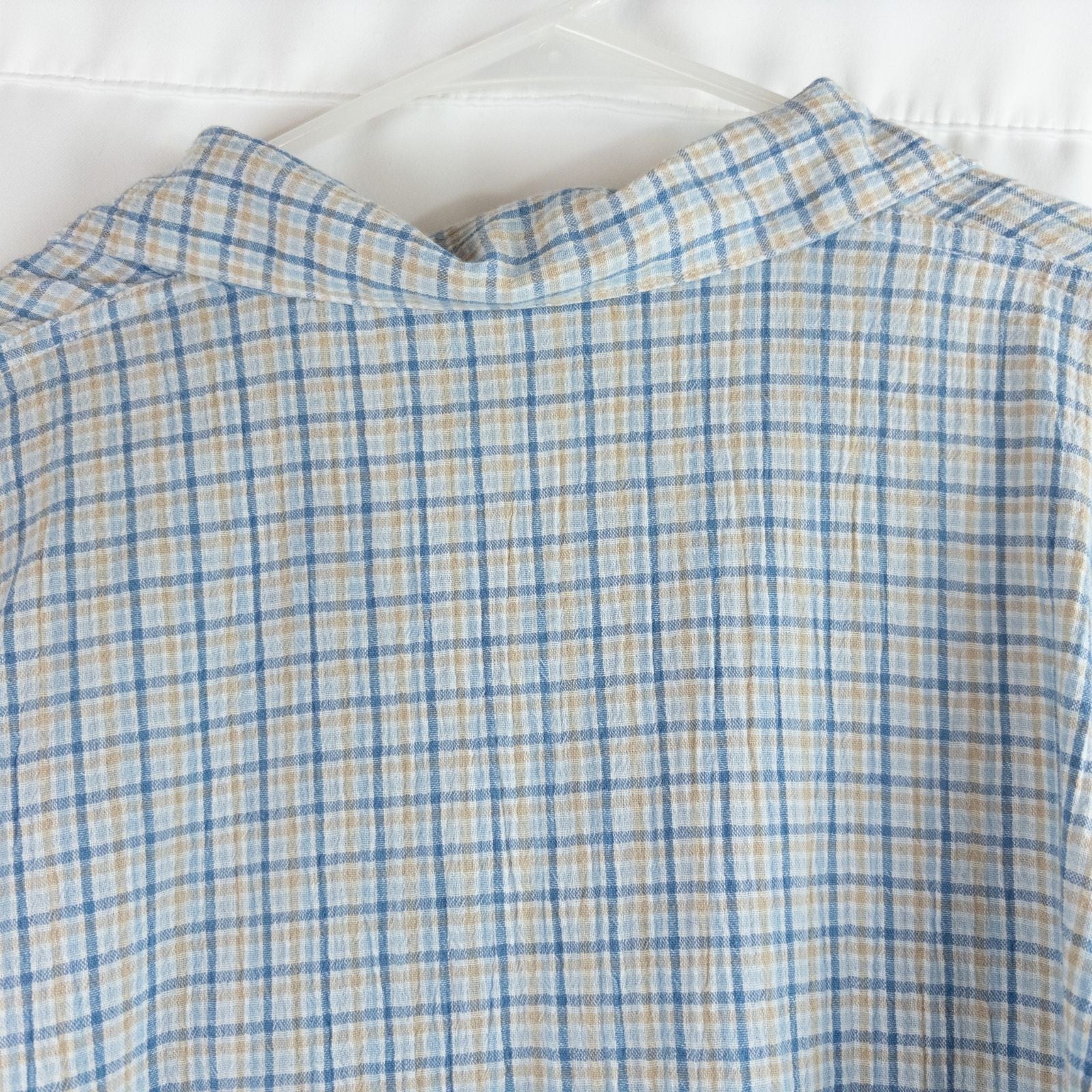 Koret vintage blue and white check striped jacket with floral patch embroidery and white zipper front closure image 10
