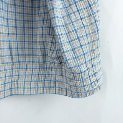 Koret vintage blue and white check striped jacket with floral patch embroidery and white zipper front closure image 5