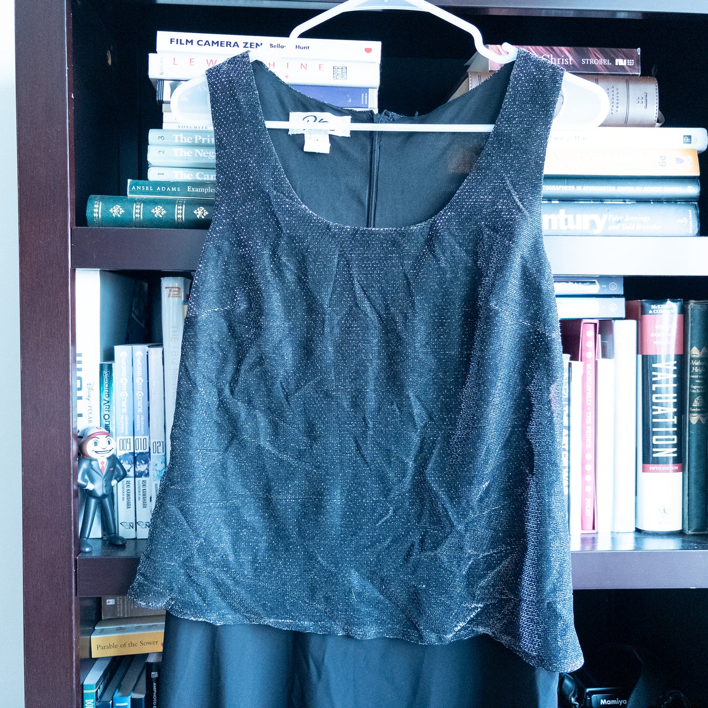Patra Vintage Black Metallic Shift Dress Womens 10 Medium