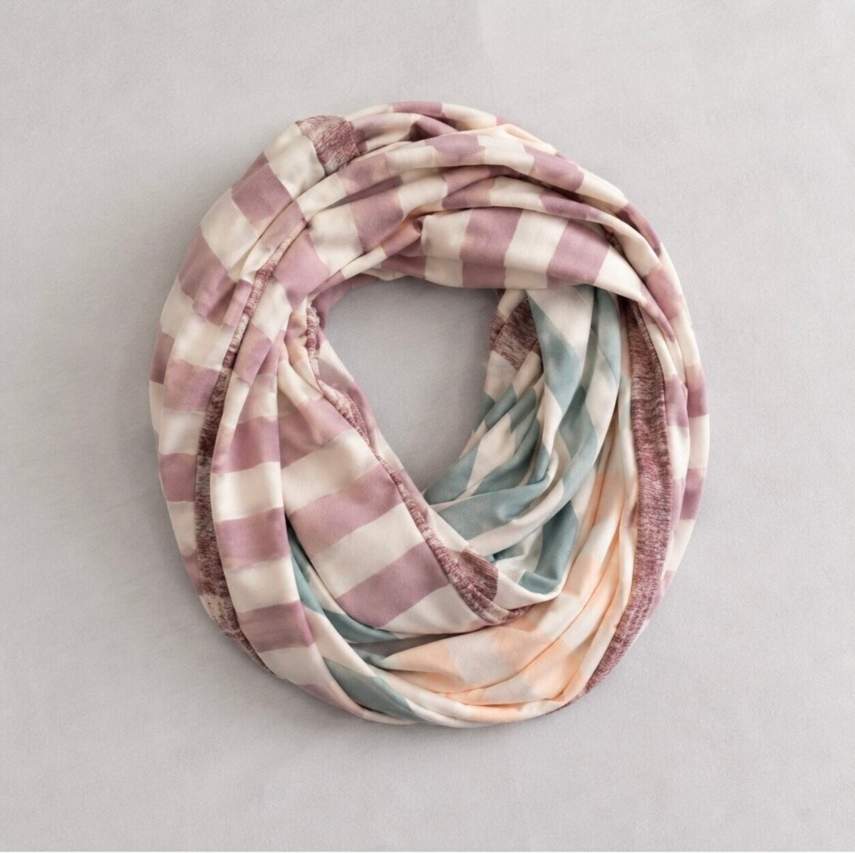 Lululemon White Pink Green Striped Neckwarmer Womens One Size Fits All