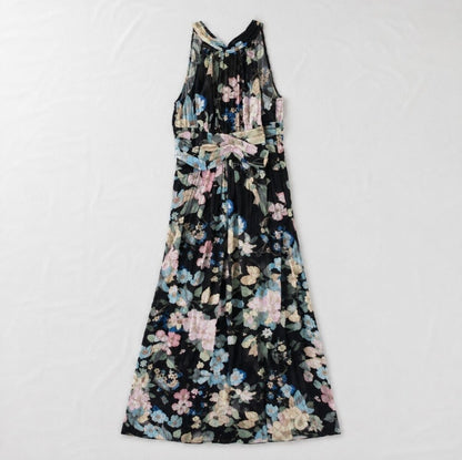Adrianna Papell Black Floral Dress Womens 8 Medium